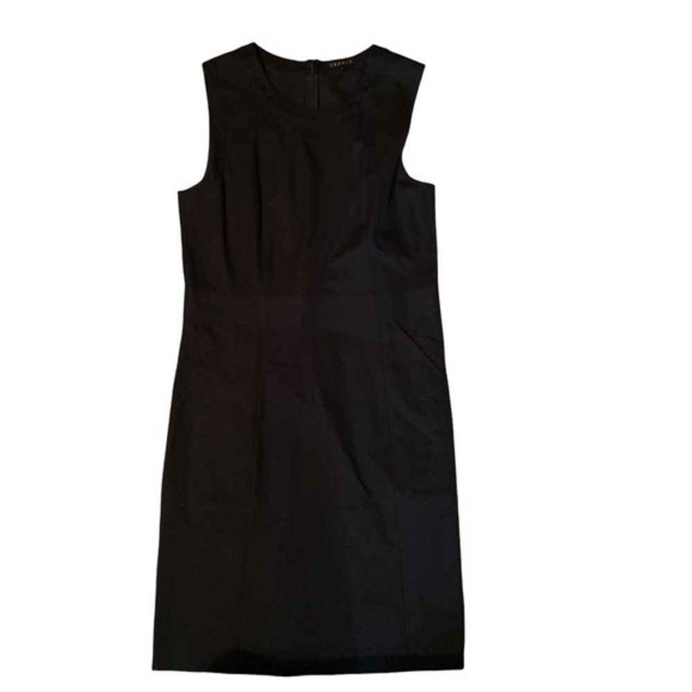 Theory black sleeveless shift dress